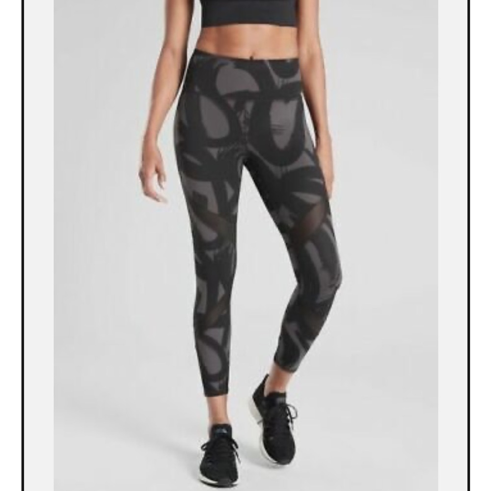 Athleta Tenacity Brush Strokes 7/8 Legging Mesh Panels - Size S